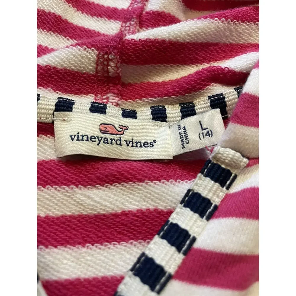 Vineyard Vines Pink And White Striped Hooded Coverup
